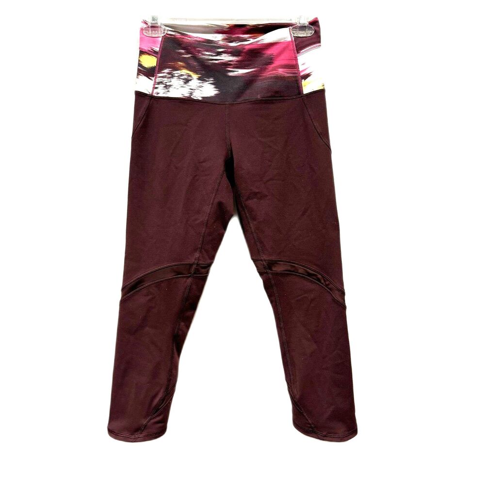Lululemon Leggings Wunder Under Crop Bordeaux Drama Pigment Berry Women sz 6